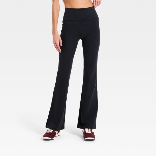 Women's Cotton Balance Cotton Spandex Blend High-Rise Foldover Flare Leggings